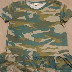 J.Crew Crewcuts Camo Ruffle Shirt.
